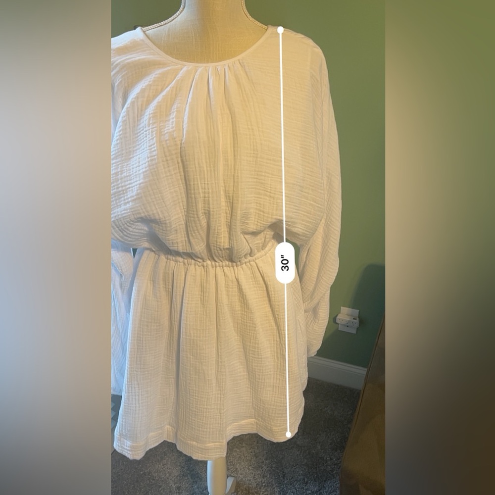 Chic White Long Sleeve Mini Dress, M - Picture 4 of 4